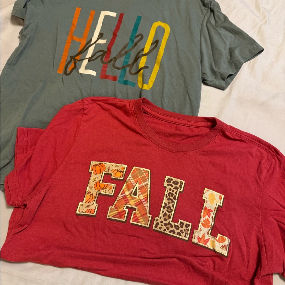 Autumn Adventure T-Shirt Set - Red and Green